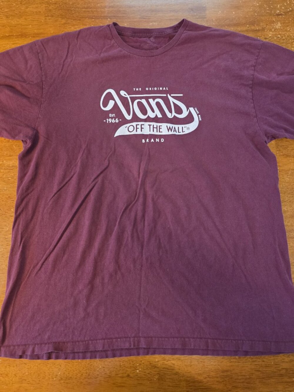 Vans Men Shirt XL Maroon Short Sleeve Solid Crew Neck